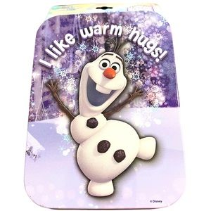 Collectible Frozen Olaf tin with 3 pierced earring set